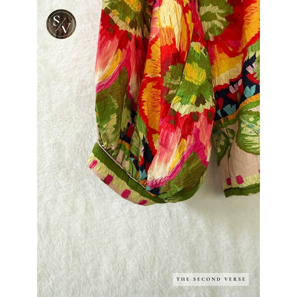 Oddi Long Sleeve Floral Printed Boho Flowy Peasant Top Blouse Size XL - Picture 6 of 13